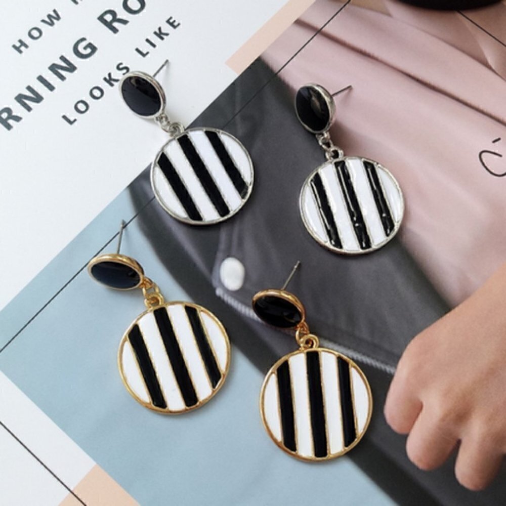 Circle earrings round drop stud jewelry